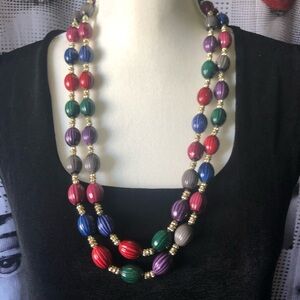 Multicolor Fluted-Bead Fashion Necklace